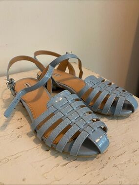 Marais USA Light Blue Women's Woven Slingback Sandals